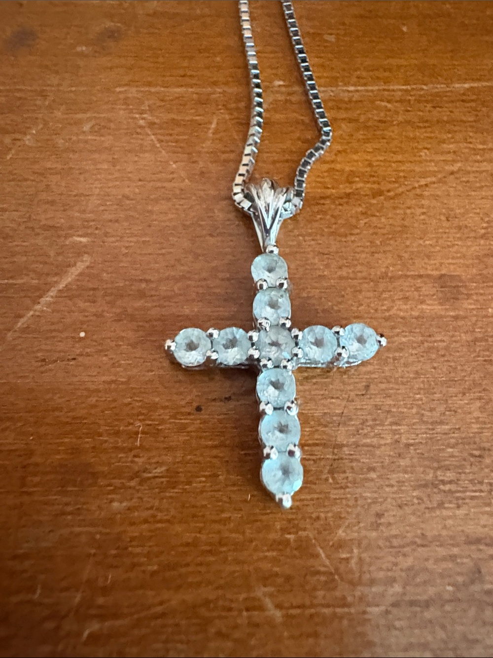 Solid 10k(stamped) CZ Cross Pendant Necklace.
Chain not included